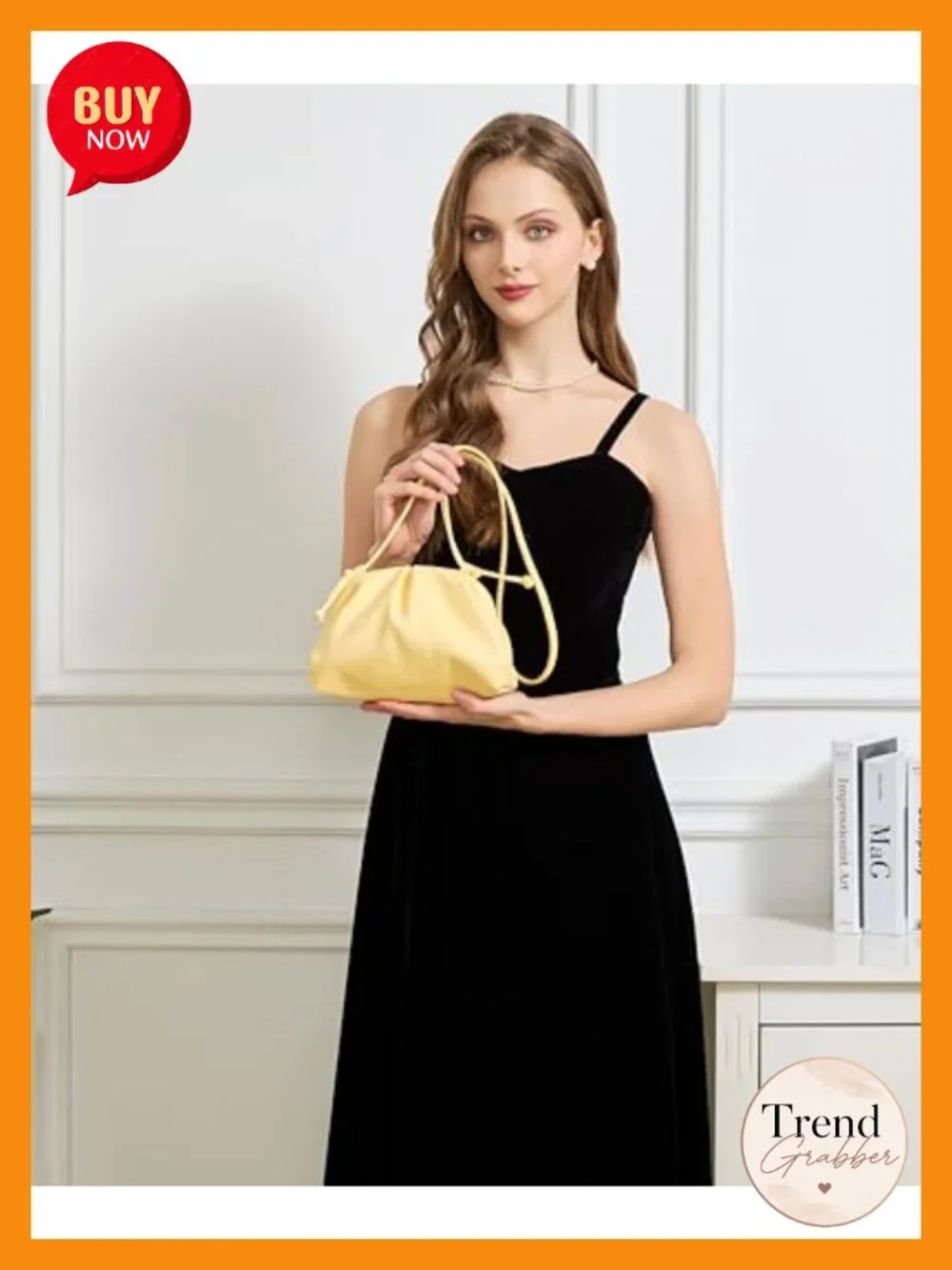 Elegant Vegan Leather Clutch Bag Pleated Cloud Dumpling Purse Super Soft PU